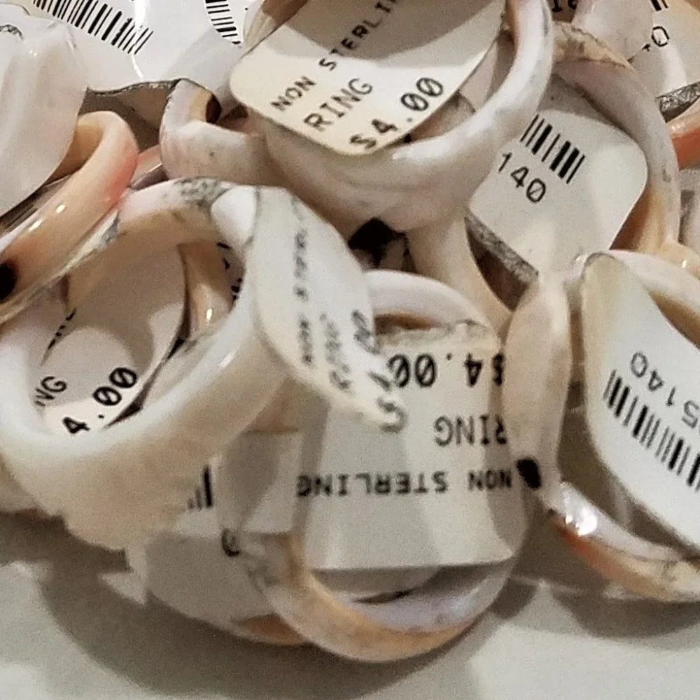100 RINGS Resale Bundle mixed stone glass hematite stainless enamel mix sizes